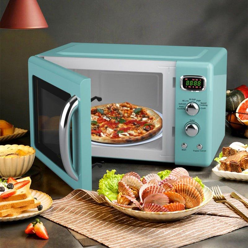 0.9 Cu.Ft Retro Countertop Compact Steel Microwave Oven Green/White