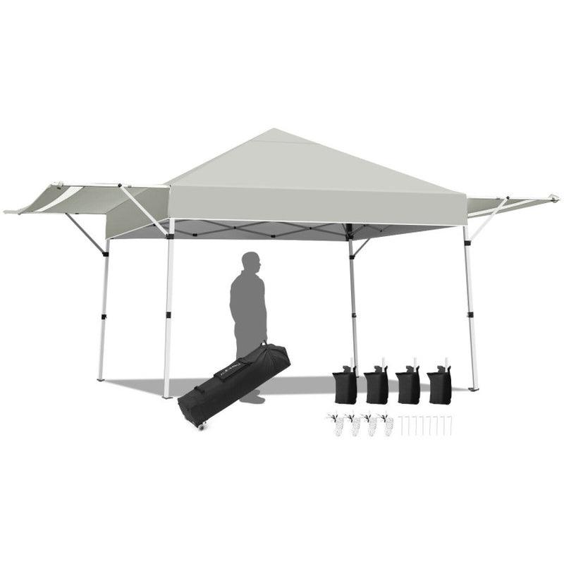17 X 10 Feet Foldable Pop up Canopy with Adjustable Dual Awnings