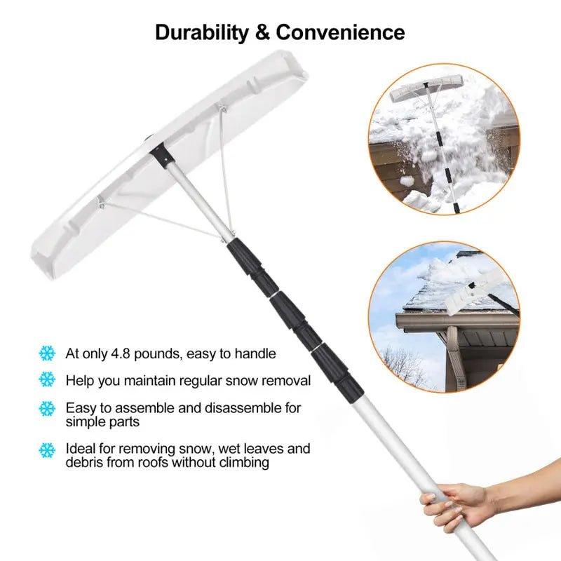 21 Feet Aluminum Large Poly Blade Telescoping Snow Removal Roof Rake