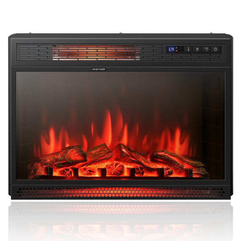 25 Inches Recessed Electric Heater Fireplaces Black Metal