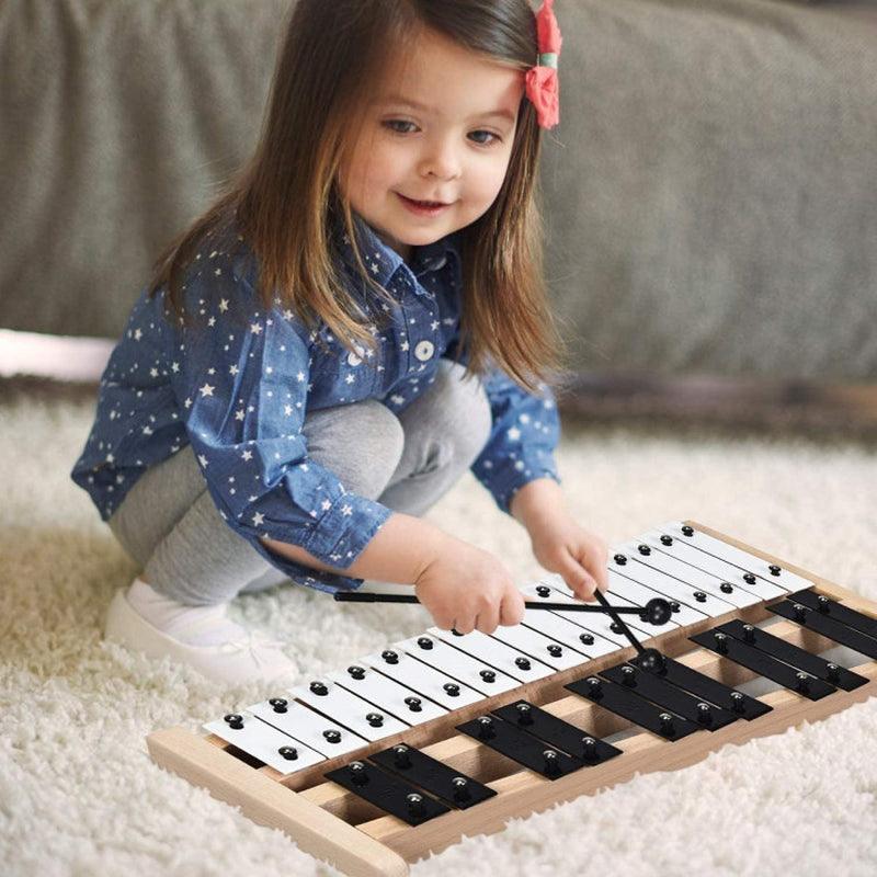 27 Note Glockenspiel Xylophone with 2 Rubber Mallets Aluminum Wood