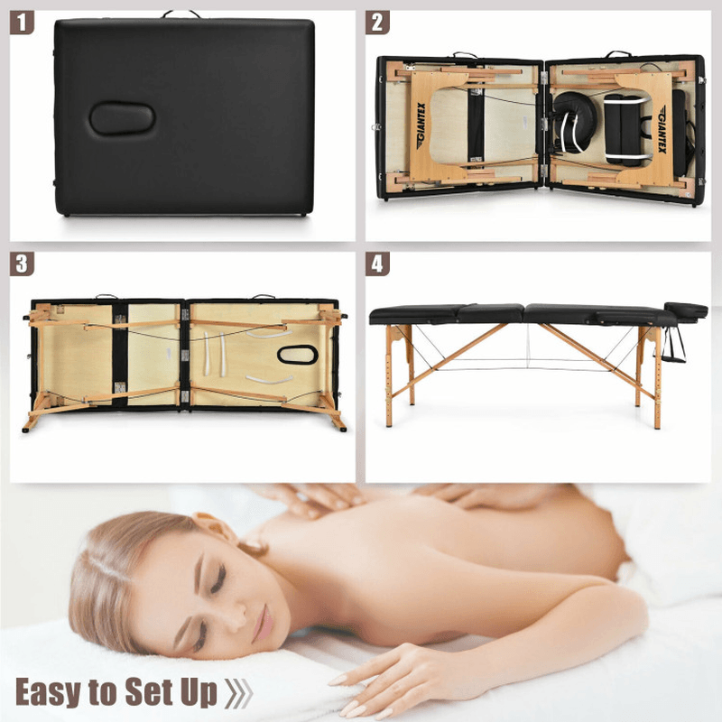 3 Fold Portable Adjustable Massage Table with Carry Case