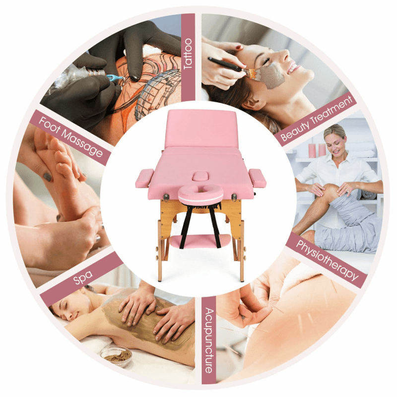 3 Fold Portable Adjustable Massage Table with Carry Case