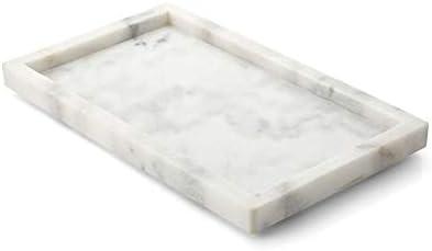 French Kitchen White Marble Rectangle Tray 14" x 8.5" x1"