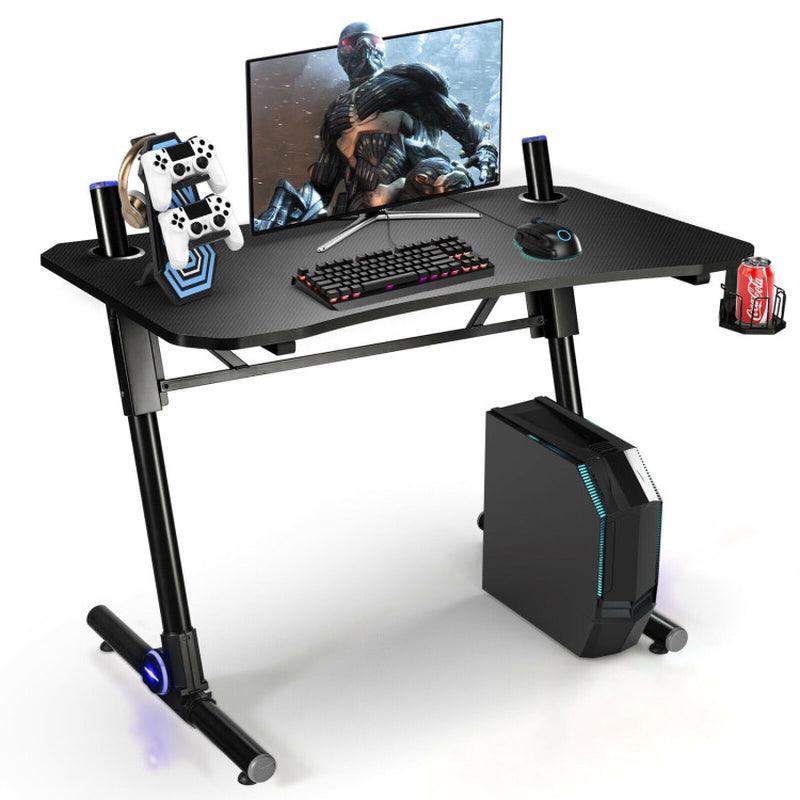 43.5 Inch Height Adjustable Office Gaming Desk with Blue LED Lights
