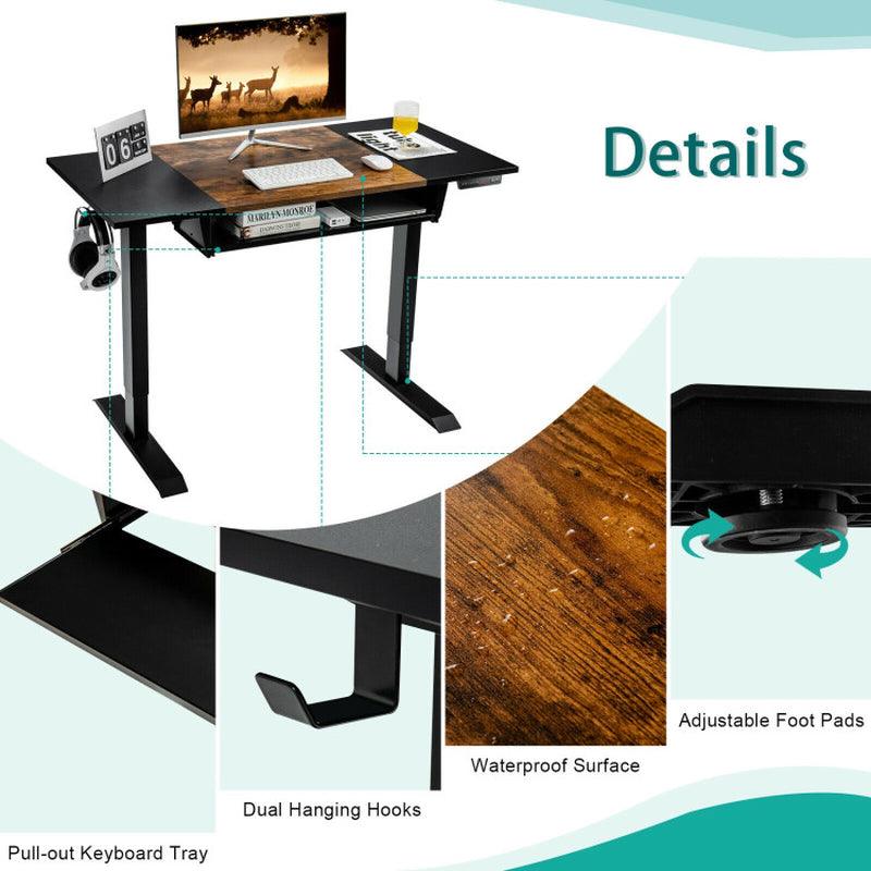 48 Inch Standing Office Gaming Desk with Keyboard Tray Steel Engineered Wood