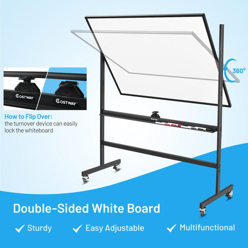 48 X 36 Inch Mobile Magnetic Double-Sided Reversible Whiteboard Height Adjust