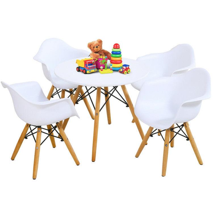 5 Pieces Kids Mid-Century Colorful Table Chair Set