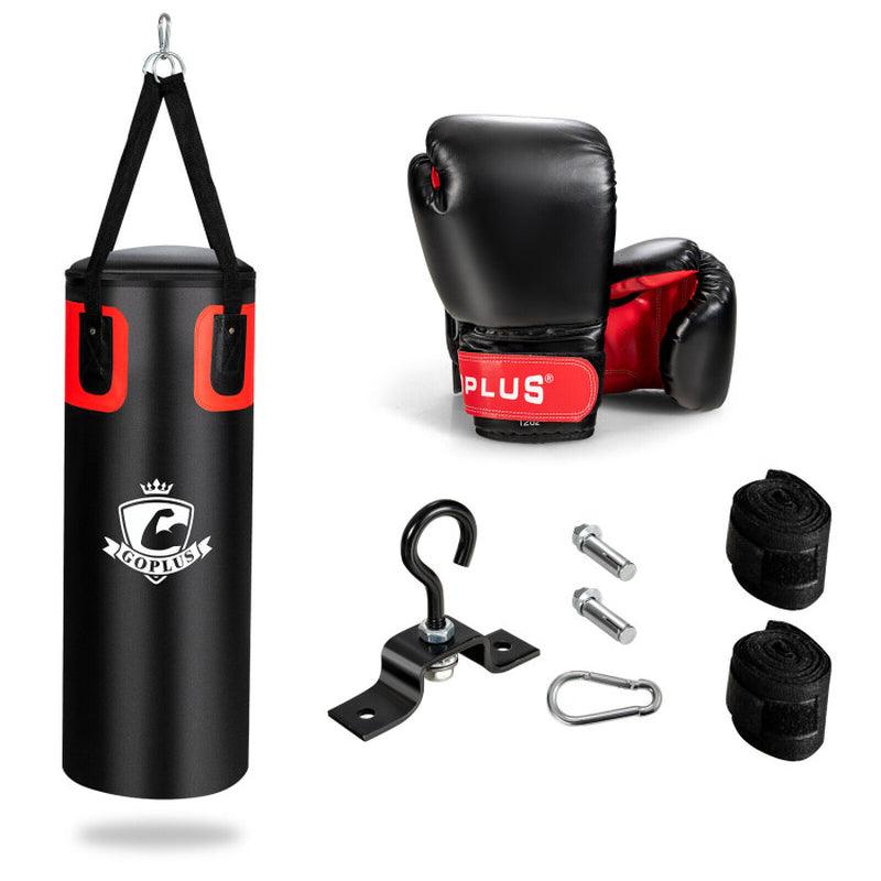 56/63Lbs Filled Punching Bag Set with Boxing Gloves Black/Red