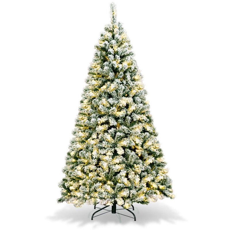 6 Feet Pre-Lit Premium Snow Flocked Hinged Artificial Christmas Tree