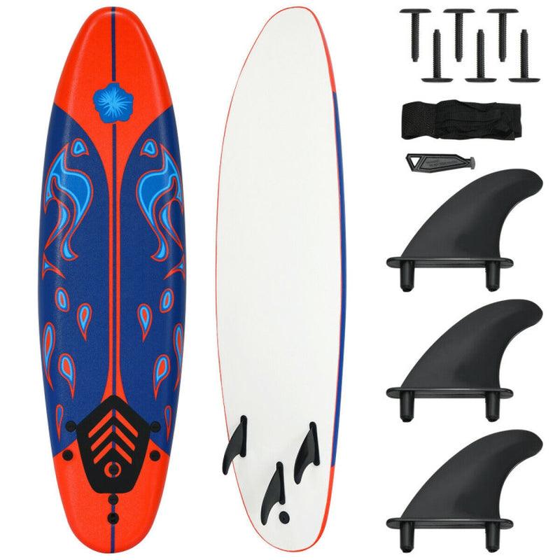 6 Feet Surfboard with 3 Detachable Fins Water Sports Surfing
