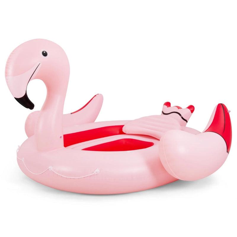 6 People Inflatable Flamingo Floating Island with 6 Cup Holders for Pool and River