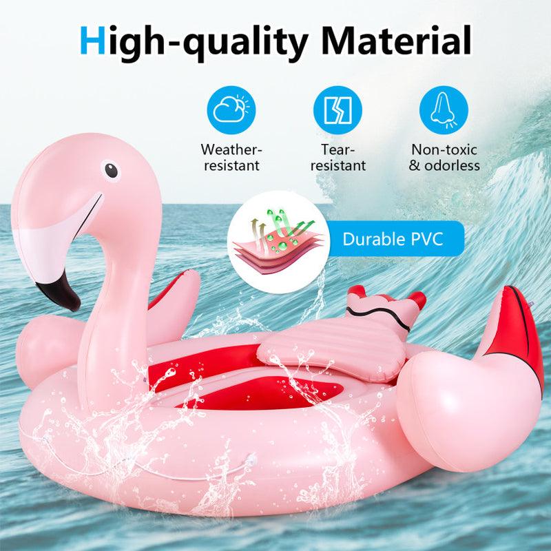 6 People Inflatable Flamingo Floating Island with 6 Cup Holders for Pool and River