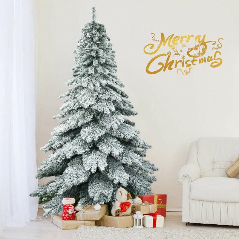 7.5 Feet Snow Flocked Artificial Christmas Tree with Metal Stand