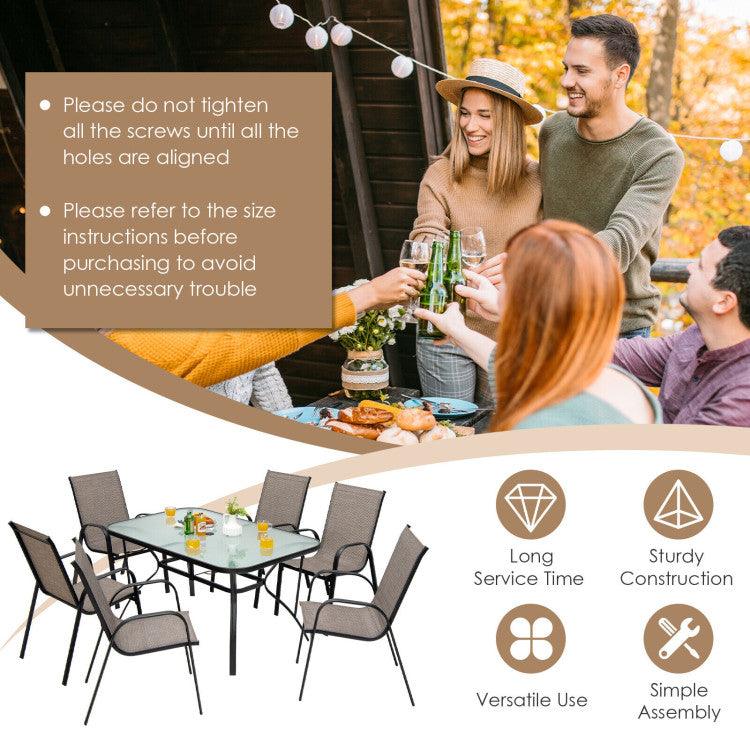 7-Piece Patio Dining Set with 6 Stackable Chairs