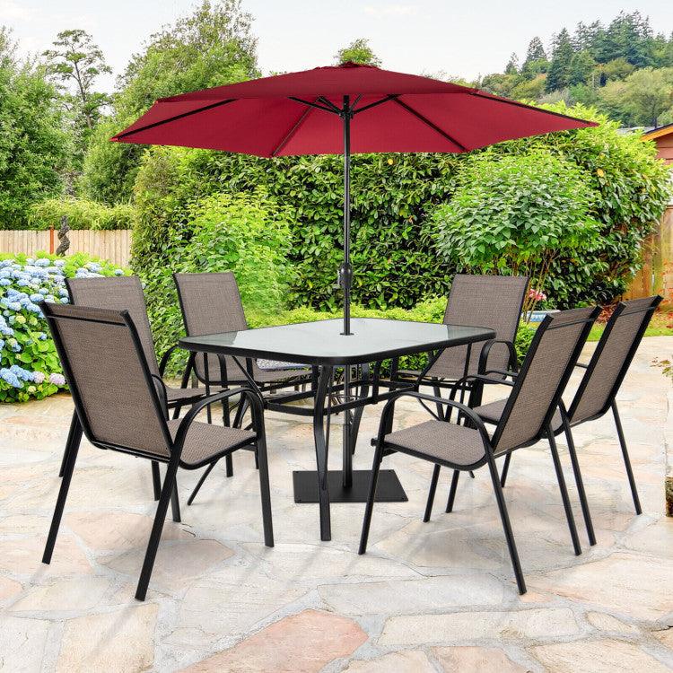 7-Piece Patio Dining Set with 6 Stackable Chairs