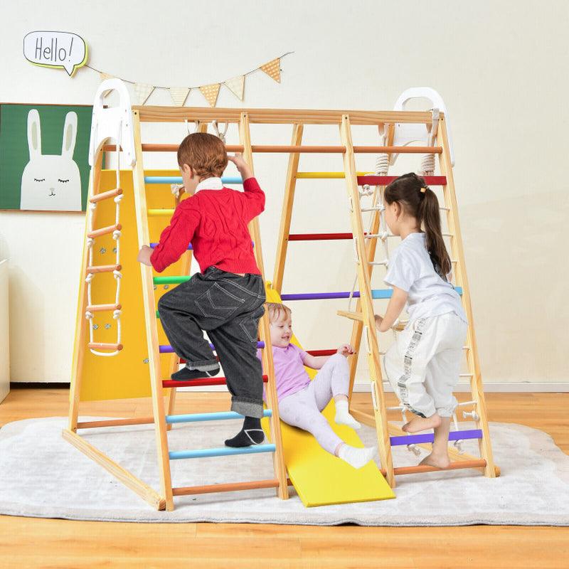 8-In-1 Wooden Jungle Gym Playset with Monkey Bars
