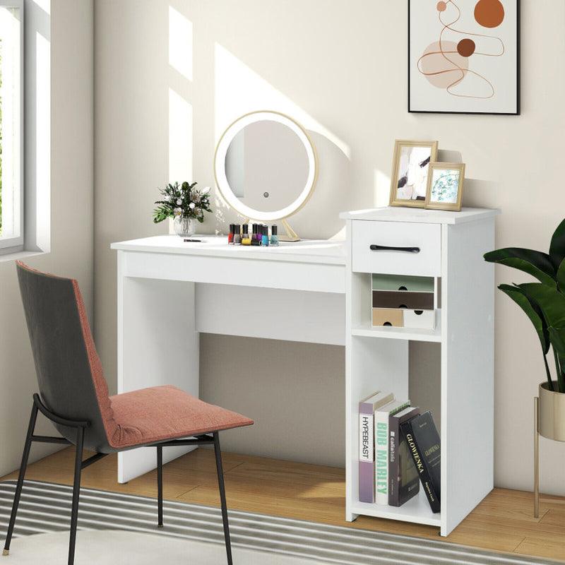 Compact Computer Desk with Drawer and CPU Stand Engineered Wood MDF White
