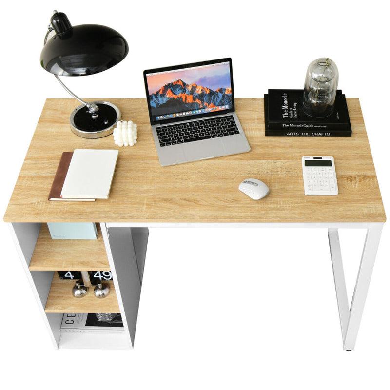 Computer Desk with 5 Side Shelves and Metal Frame Engineered Wood