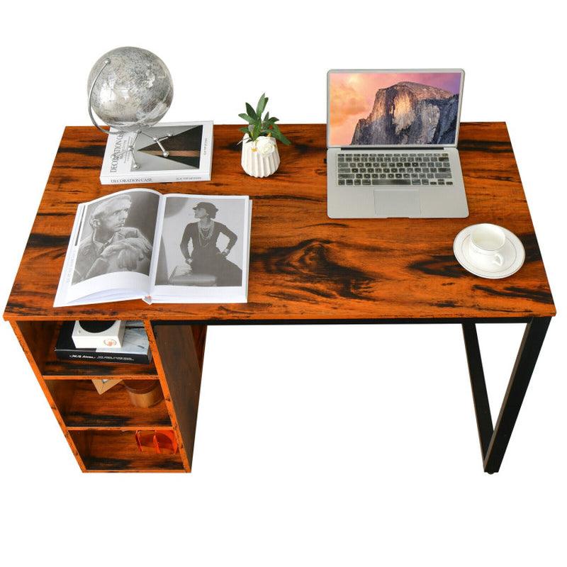 Computer Desk with 5 Side Shelves and Metal Frame Engineered Wood