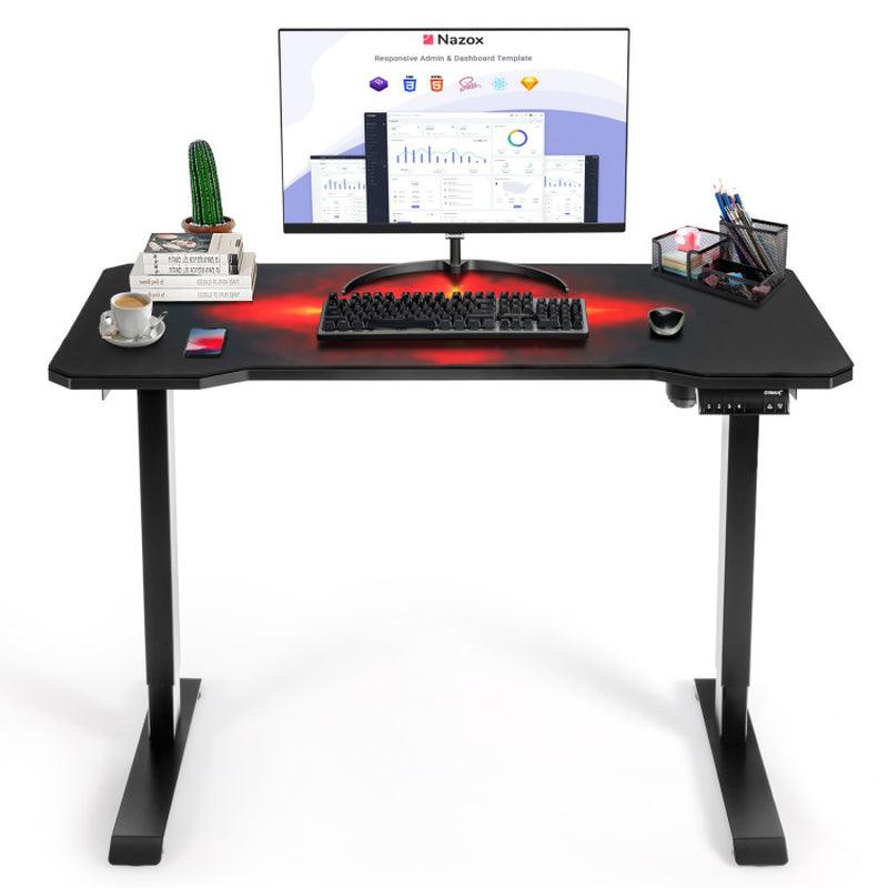 Electric Standing Gaming Desk with Height Adjustable Splice Board Black