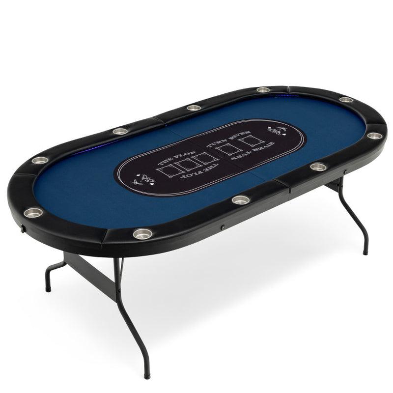 Foldable 10-Player Poker Table with LED Lights and USB Ports Ideal