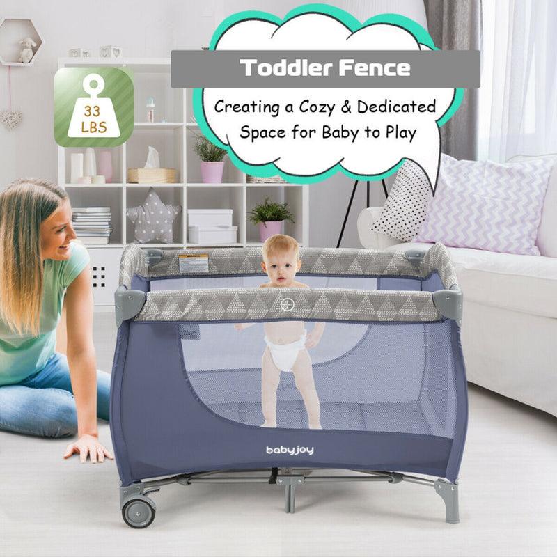 Foldable Safety Baby Playard for Toddler Infants with Changing Station