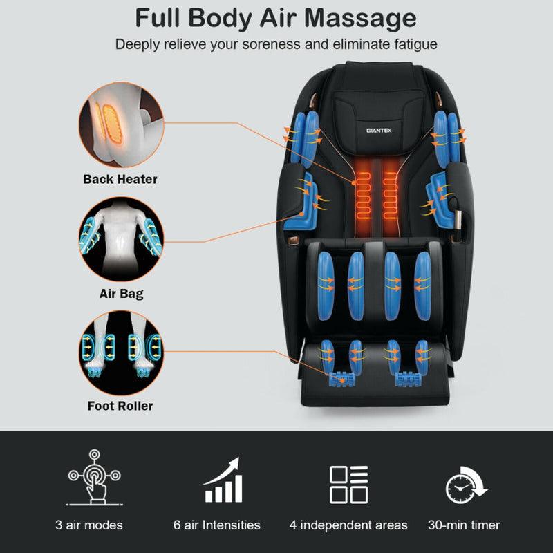 Full Body Zero Gravity Massage Chair with SL Track Heat Installation-Free Black/Brown