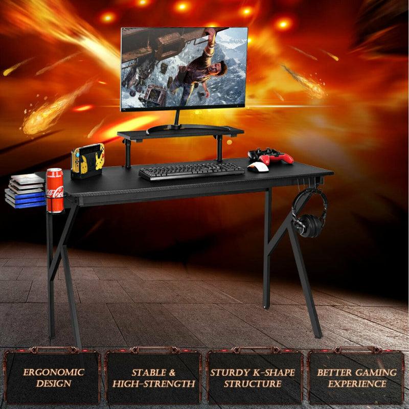 Gaming Desk Computer Desk with Cup Holder and Headphone Hook Black