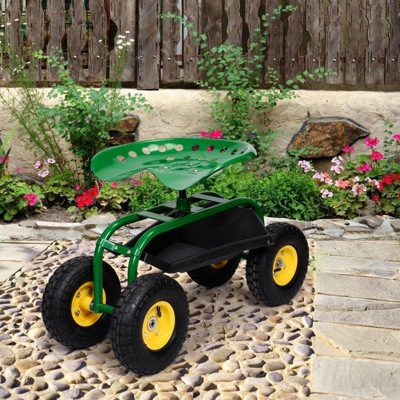 Garden Cart with Heavy Duty Tool Tray Red / Green