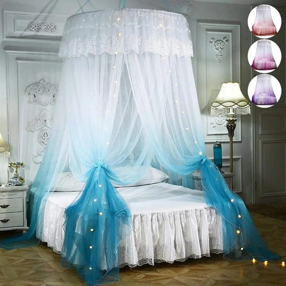 Gradient Princess Bed Curtain Tent Home Dome Foldable Canopy with Hook Ceiling-Mounted Mosquito Net Free Installation D25