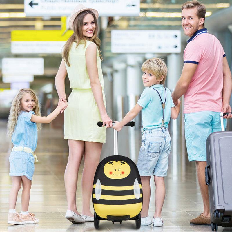 Hardshell Ride-On Suitcase Scooter with LED Flashing Wheels Yellow Travel
