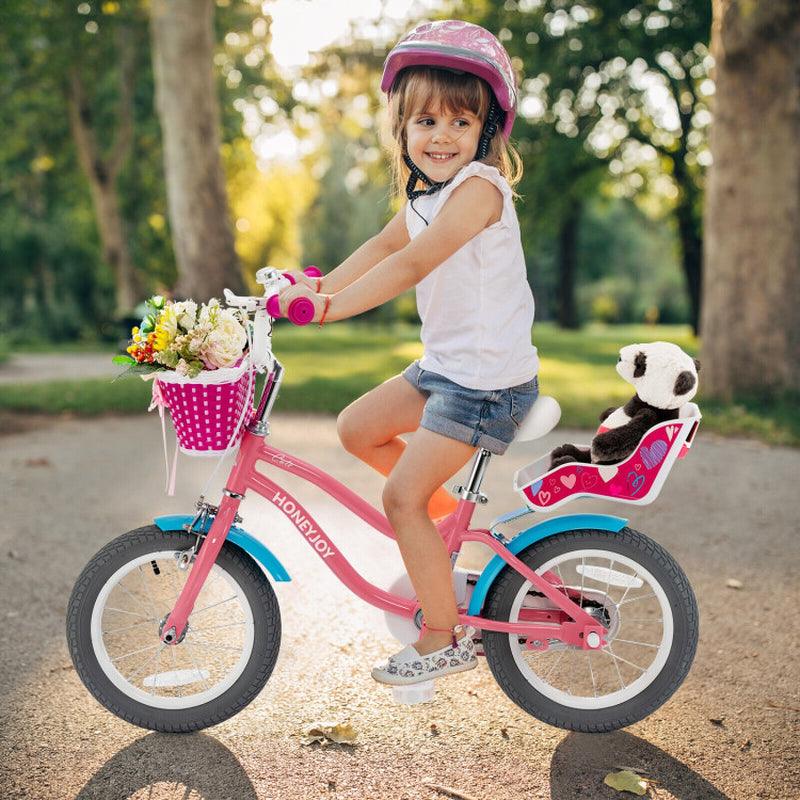 Kids Bicycle with Training Wheels and Basket for Boys and Girls Age 3-9 Years