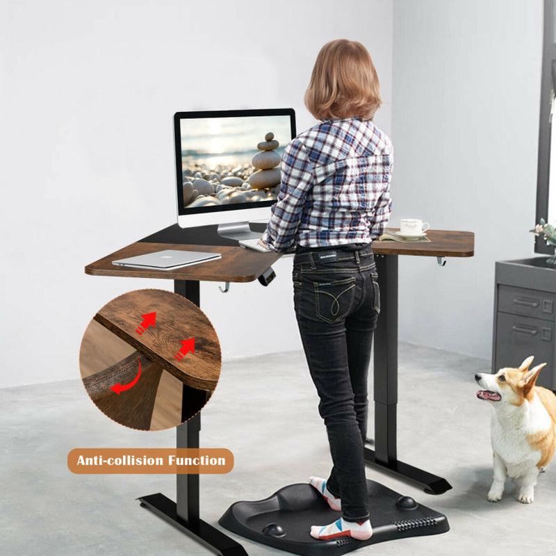 L-Shaped Electric Standing Desk with 4 Memory Positions and LCD Display