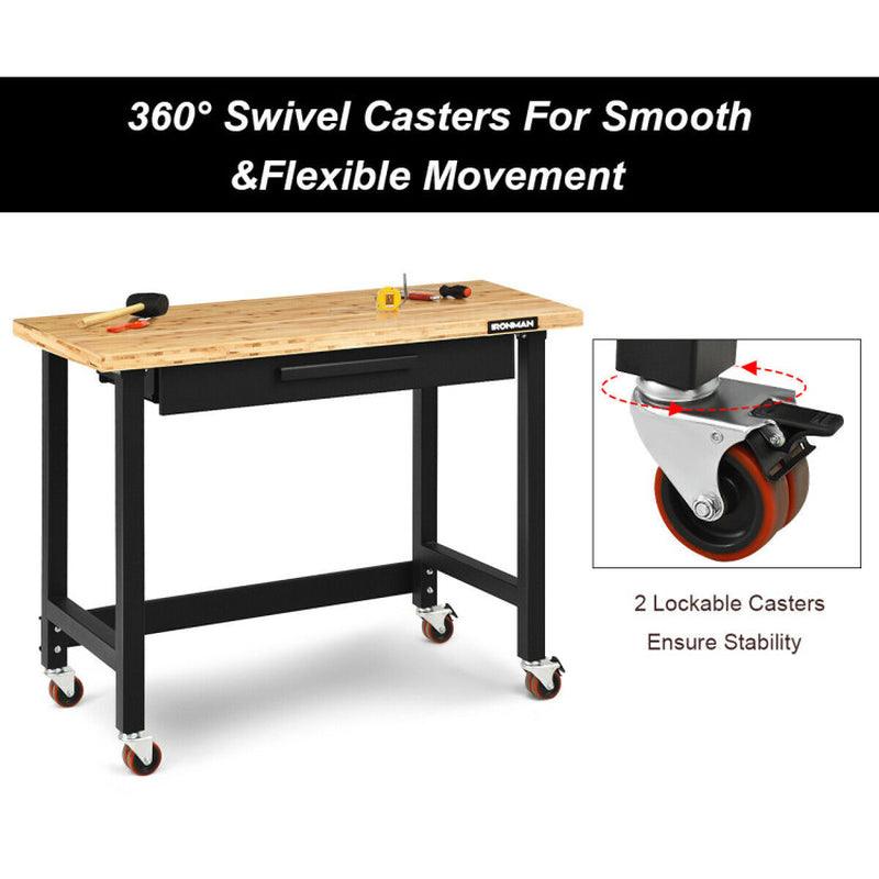 Mobile Workbench with Lockable Casters for Home Work Use