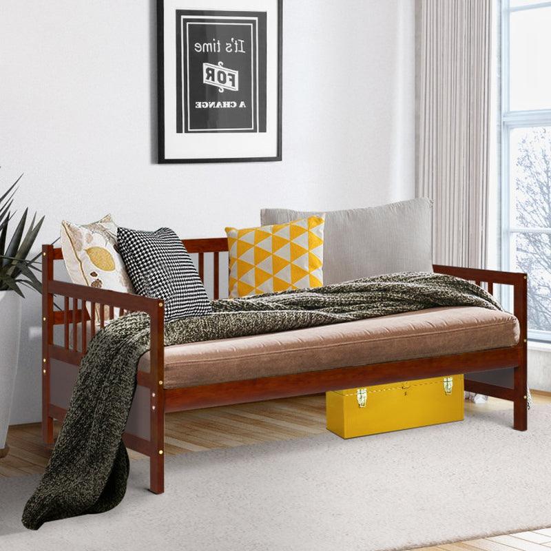 Modern Twin Size Daybed Frame with Wooden Slats Support Pine Wood MDF