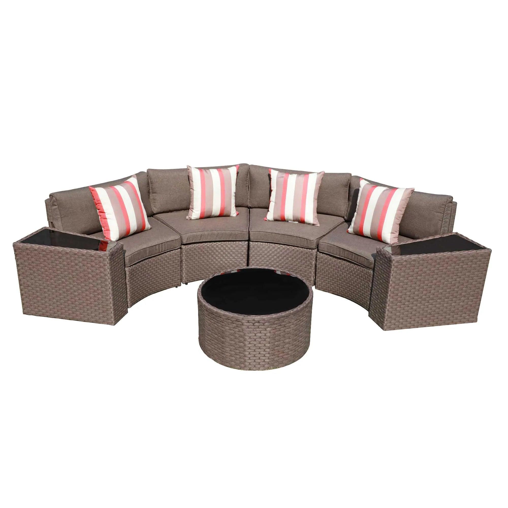 Outdoor 7-Piece Wicker Sectional Sofa Set with Furniture Cover