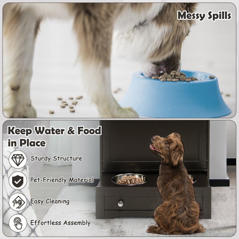 Pet Feeder Station with Stainless Steel Bowl