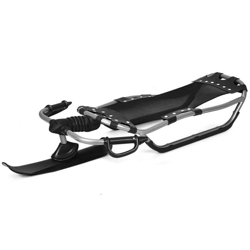 Snow Racer Sled with Textured Grip Handles and Mesh Seat Black