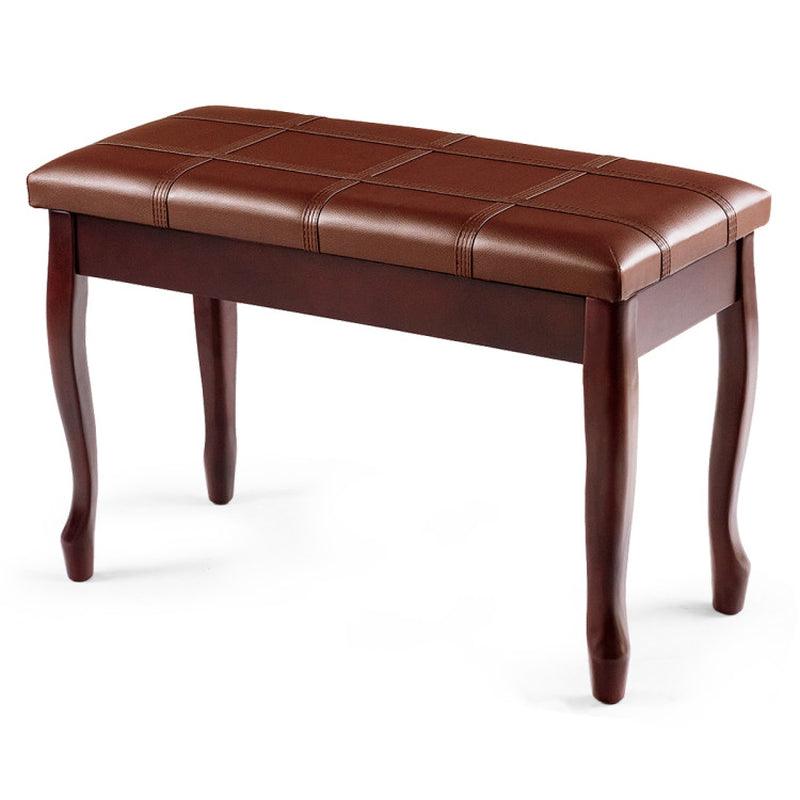 Solid Wood PU Leather Piano Bench with Storage Music Brown/Black NEW