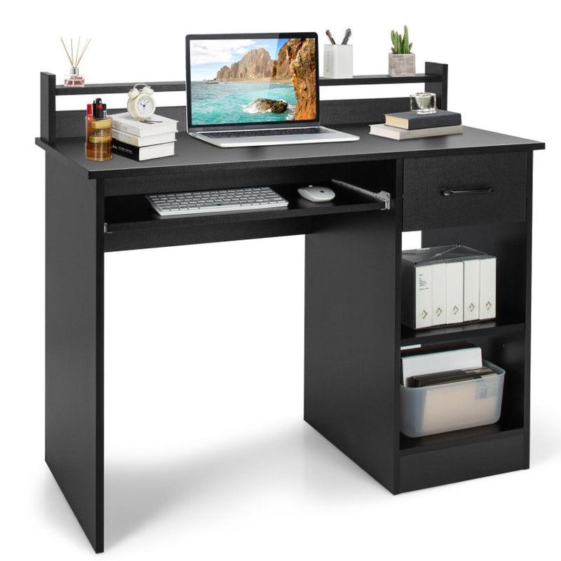 Study Laptop Table with Drawer and Keyboard Tray Engineered Wood MDF