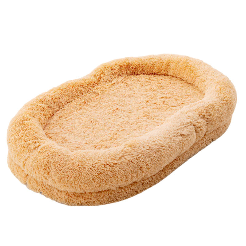 Washable Fluffy Human Dog Bed with Soft Blanket and Plump Pillow