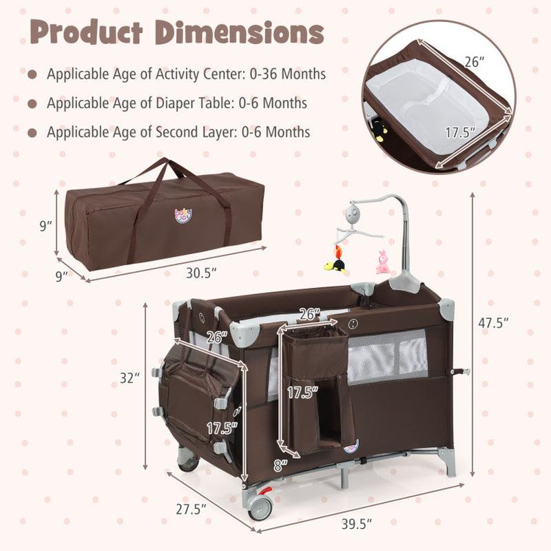 5-In-1 Portable Baby beside Bassinet with Diaper Changer