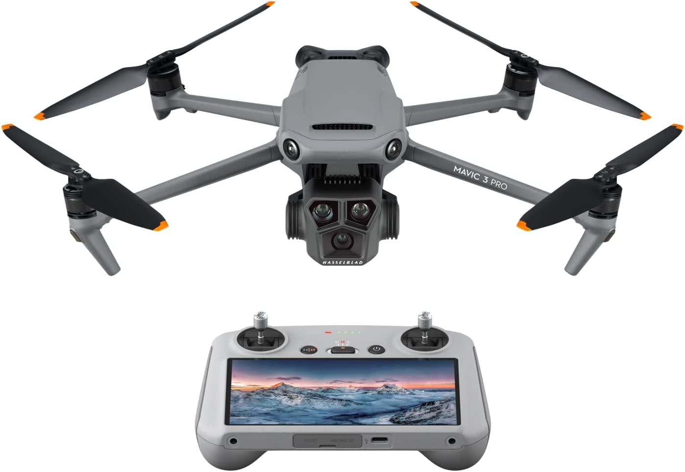 Mavic 3 Pro with  RC, Flagship Triple-Camera Drone with 4/3 CMOS Hasselblad Camera, 43-Min Flight Time, 15Km HD Video Transmission, FAA Remote ID Compliant, 4K Camera Drone for Adults