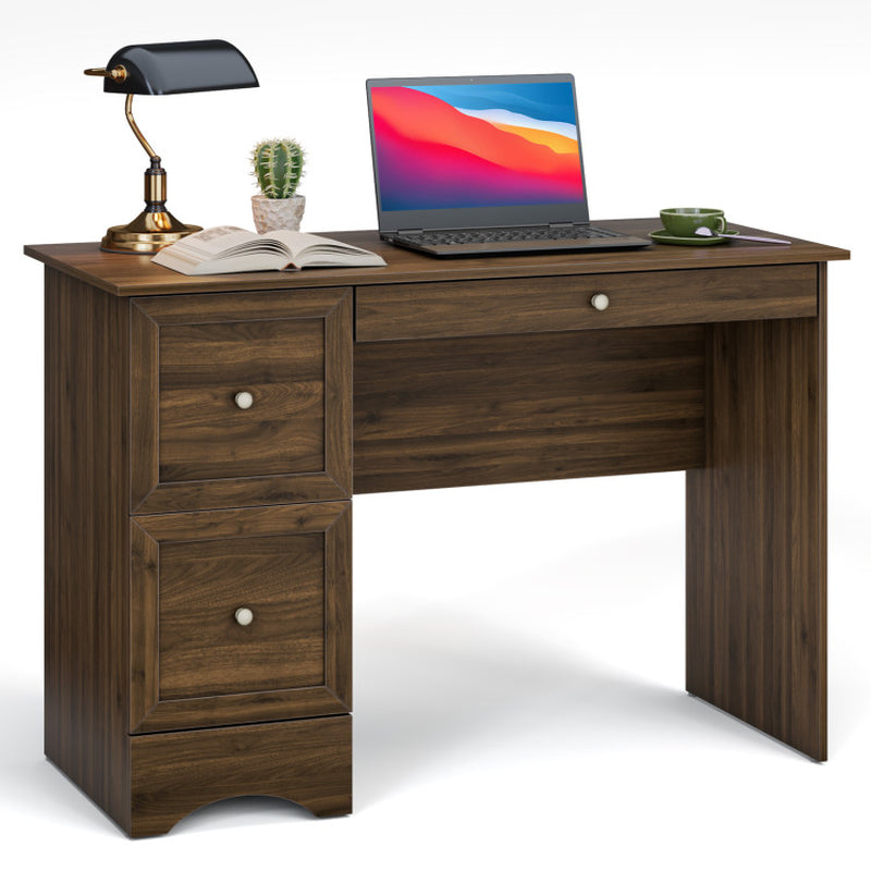 Wooden Computer Desk Workstation with 3 Drawers for Home and Office