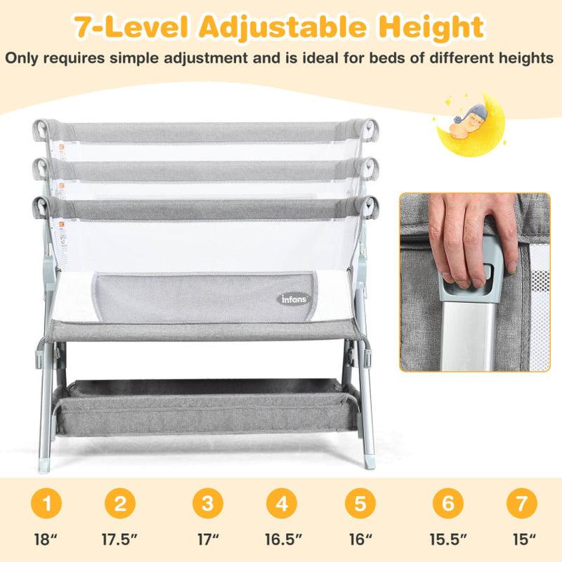 Adjustable Baby Bedside Crib with Large Storage