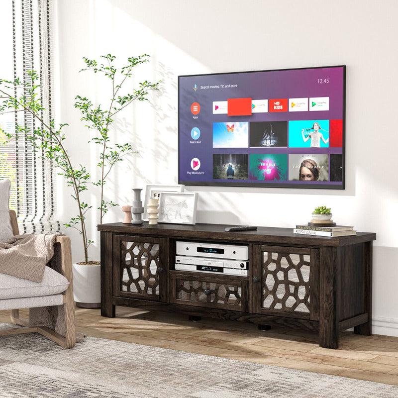 55 Inch Retro TV Stand Media Entertainment Center with Mirror Doors and Drawer