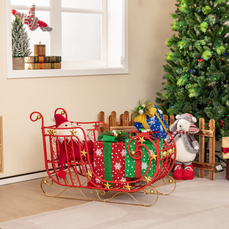 Metal Christmas Santa Sleigh with Large Cargo Area for Gifts