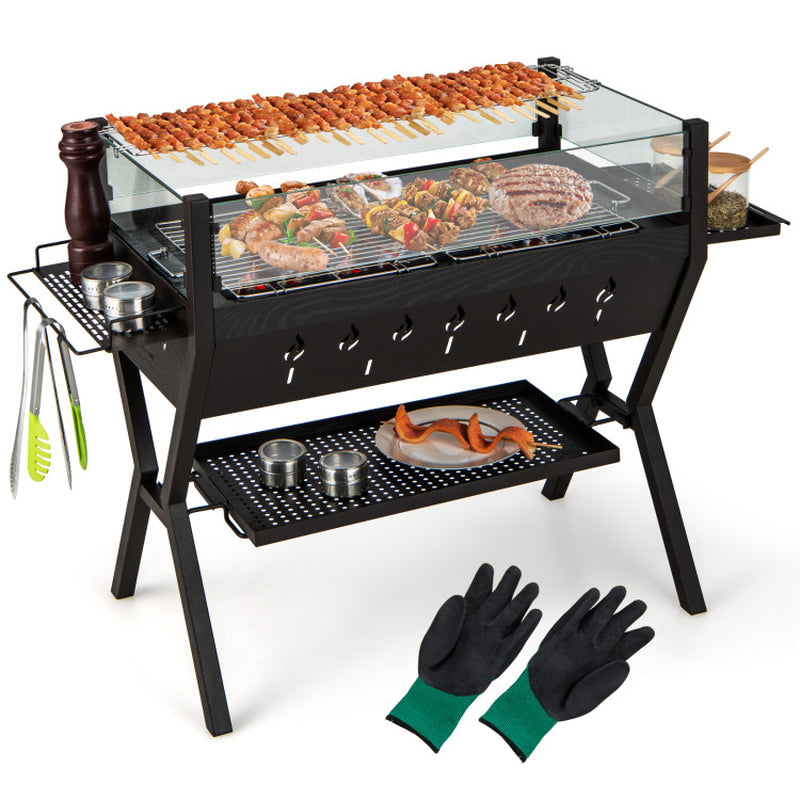 Barbecue Charcoal Grills with Wind Guard Seasoning Racks