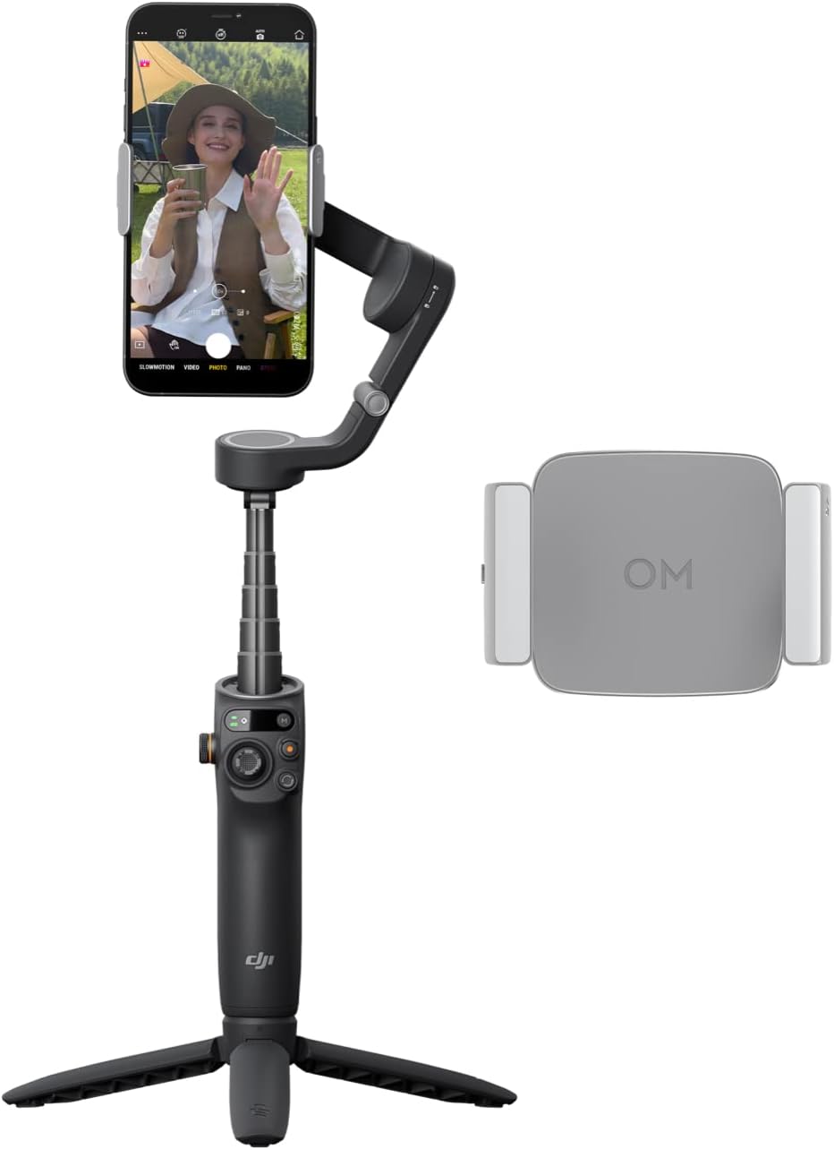 DJI Osmo Mobile 6 Gimbal Stabilizer for Smartphones, 3-Axis Phone Gimbal, Built-In Extension Rod, Object Tracking, Portable and Foldable, Vlogging Stabilizer, YouTube TikTok, Slate Gray